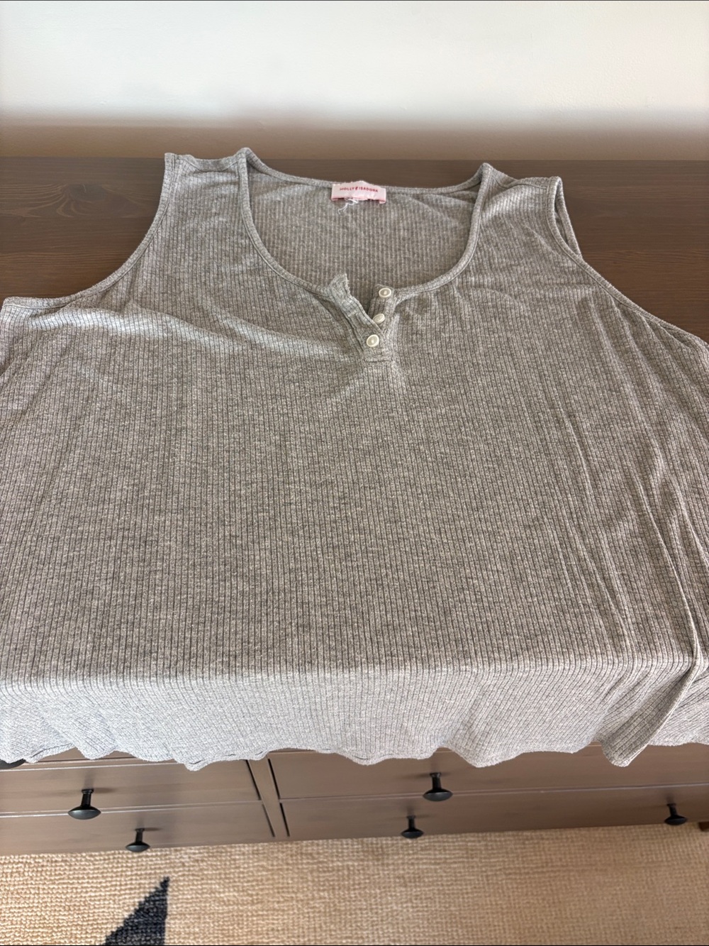 Ribbed Gray Tank Top - Soft Scoop Neck